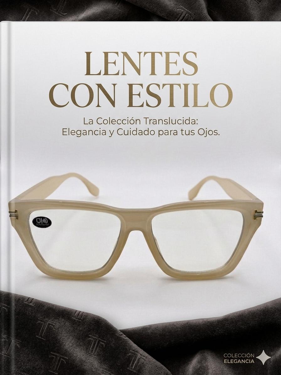 Gafas de Montura Gruesa Estilo Retro - Color Beige Translúcido