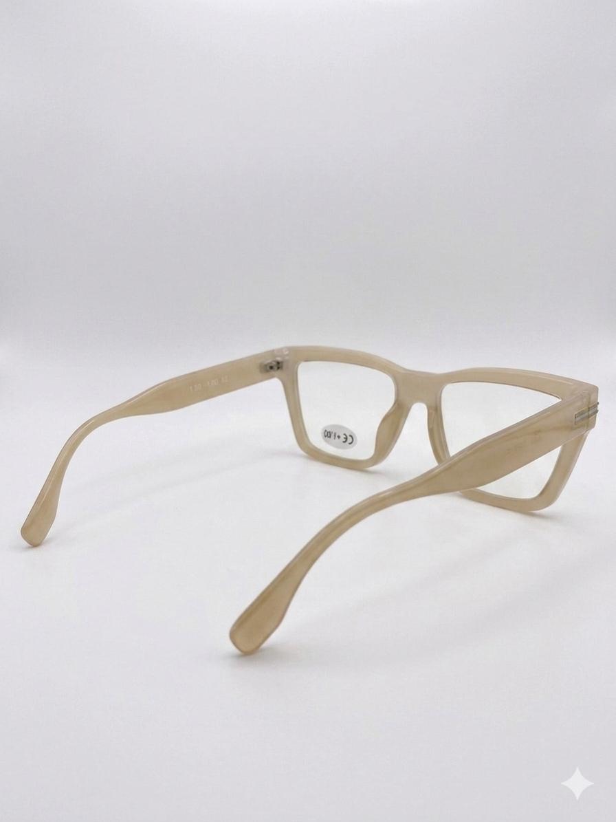 Gafas de Montura Gruesa Estilo Retro - Color Beige Translúcido