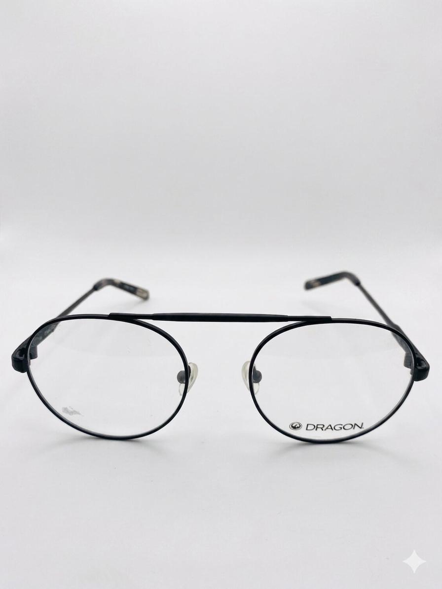 Gafas Dragon Eywear "Elegancia Contemporánea" - Montura Redonda de Metal Negro con Puente Doble
