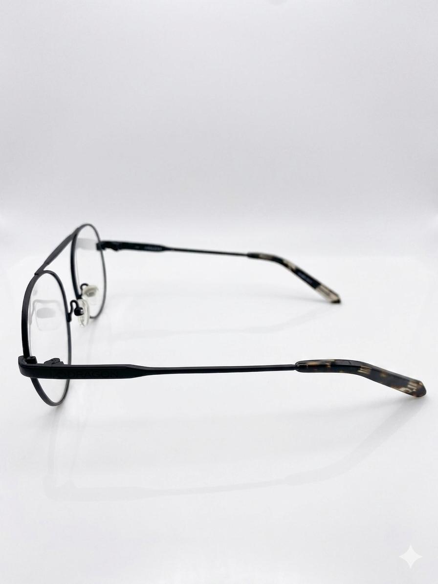 Gafas Dragon Eywear "Elegancia Contemporánea" - Montura Redonda de Metal Negro con Puente Doble
