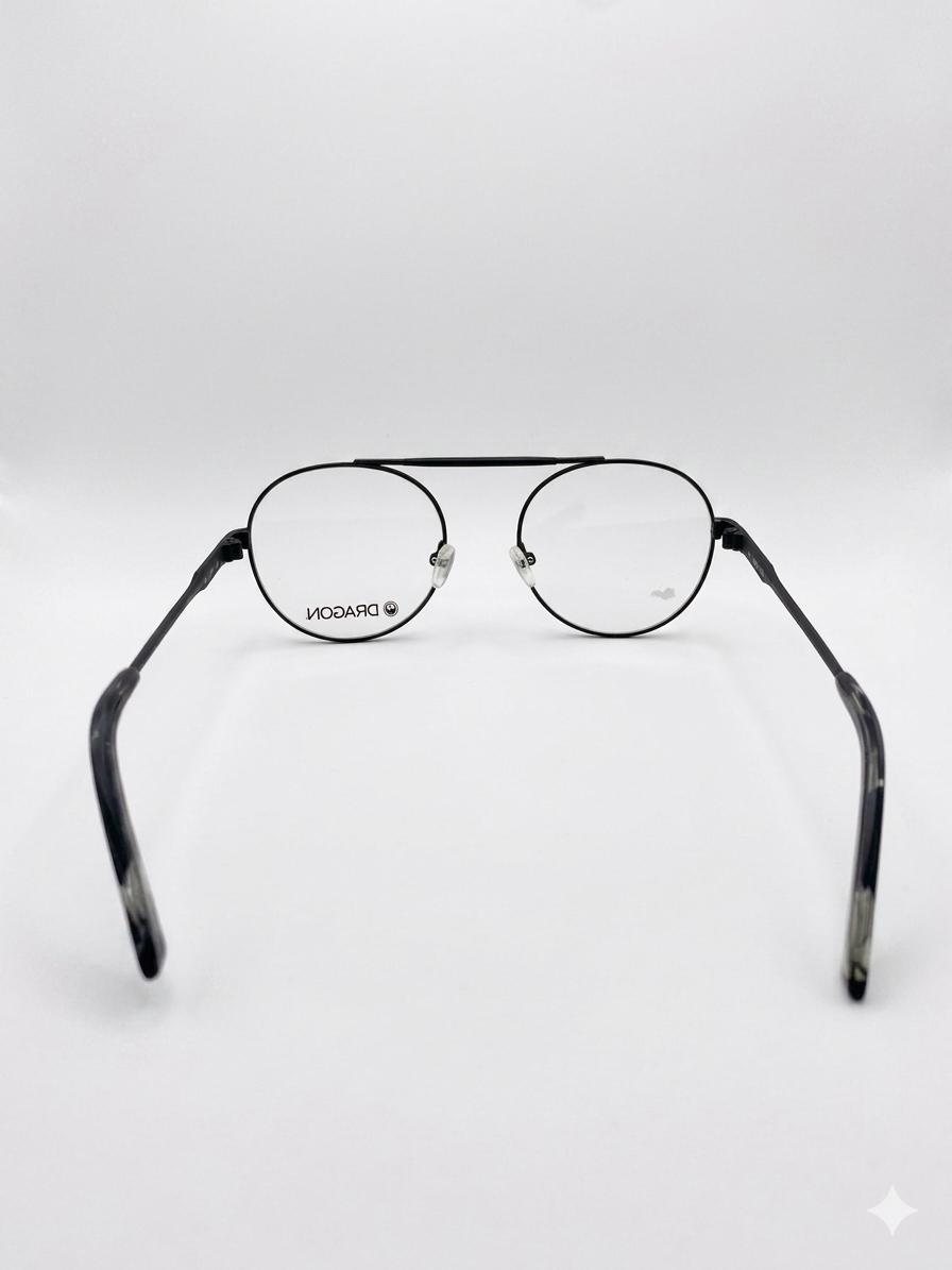 Gafas Dragon Eywear "Elegancia Contemporánea" - Montura Redonda de Metal Negro con Puente Doble