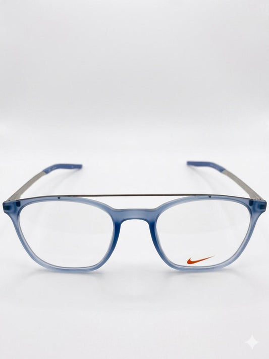 Nike 7160 – Lentes Ópticos de Aviador Modernos en Azul Mate