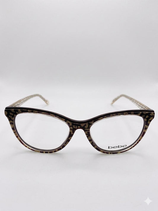 Montura Bebe Eyewear – Cat-Eye Elegante con Destellos Dorados