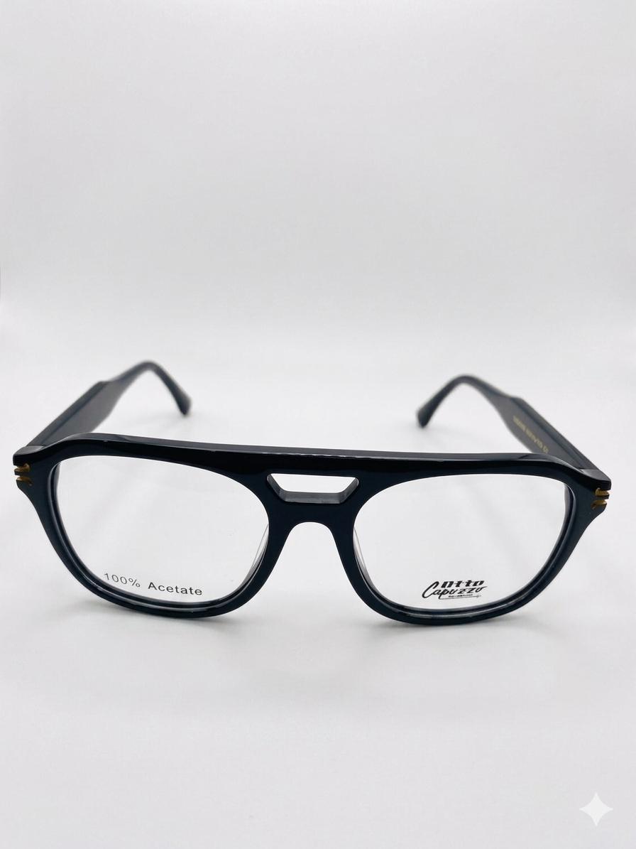 Lentes de Sol/Oftálmicos Otto Capuzzo en Acetato Negro – Estilo Aviador Moderno