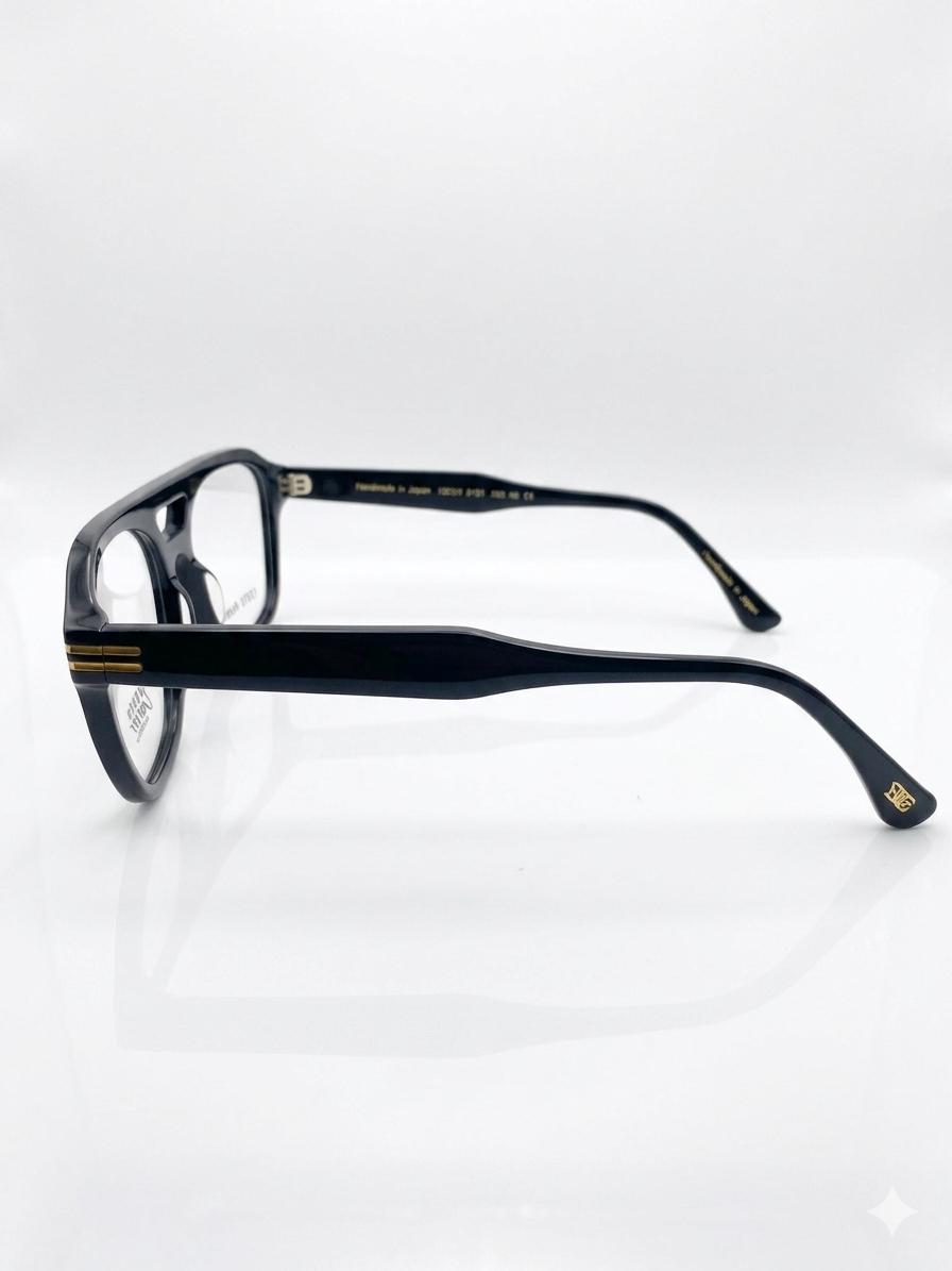 Lentes de Sol/Oftálmicos Otto Capuzzo en Acetato Negro – Estilo Aviador Moderno