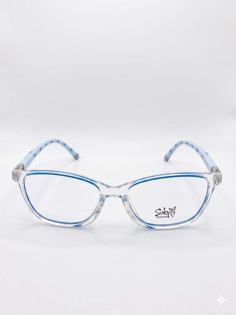 Lentes Ópticos Suky Eyewear – Marco Transparente con Detalles Azul Celeste (Infantil/Juvenil)