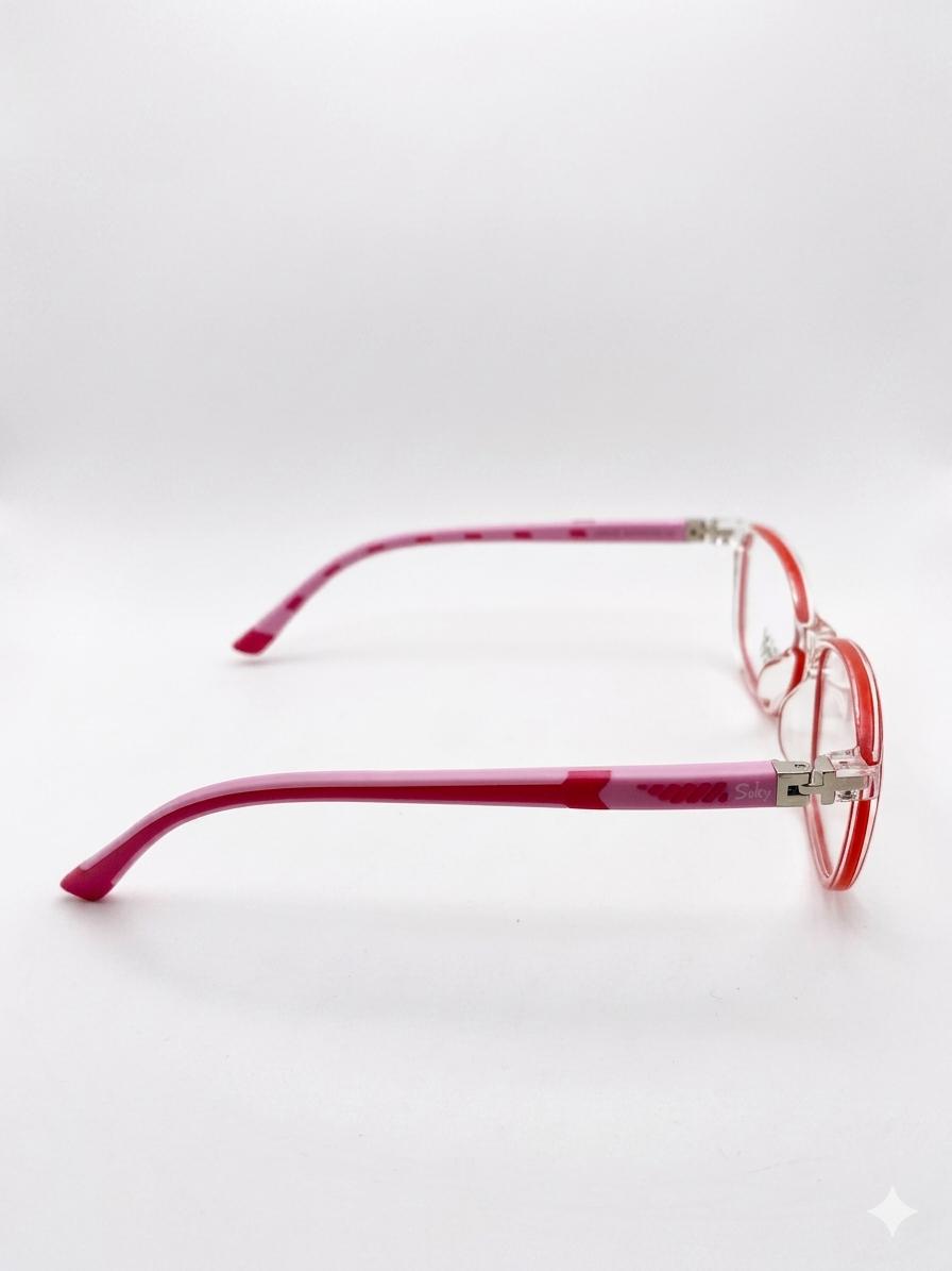 Lentes de Medida Suky Eyewear – Montura Transparente con Detalles en Rosado y Rojo para Niñas