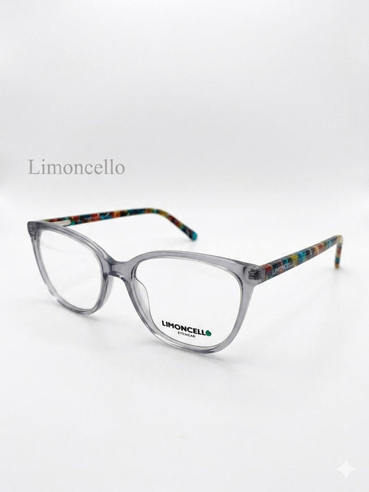 Gafas de Vista Limoncello – Montura Gris Translúcida con Patillas Multicolor