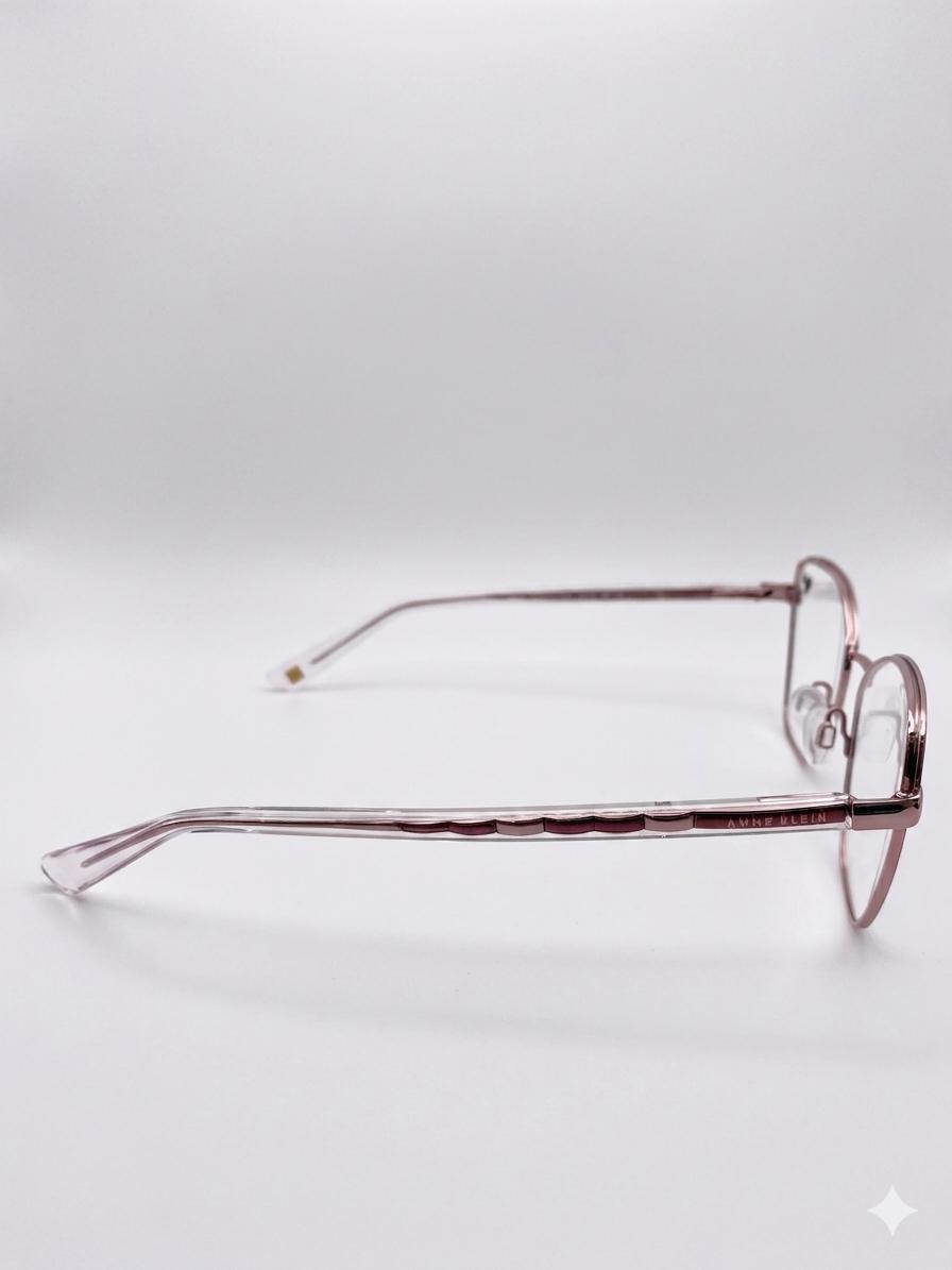 Lentes Oftálmicos Anne Klein para Mujer – Armazón de Acero Inoxidable Color Oro Rosa en Forma Cat-Eye
