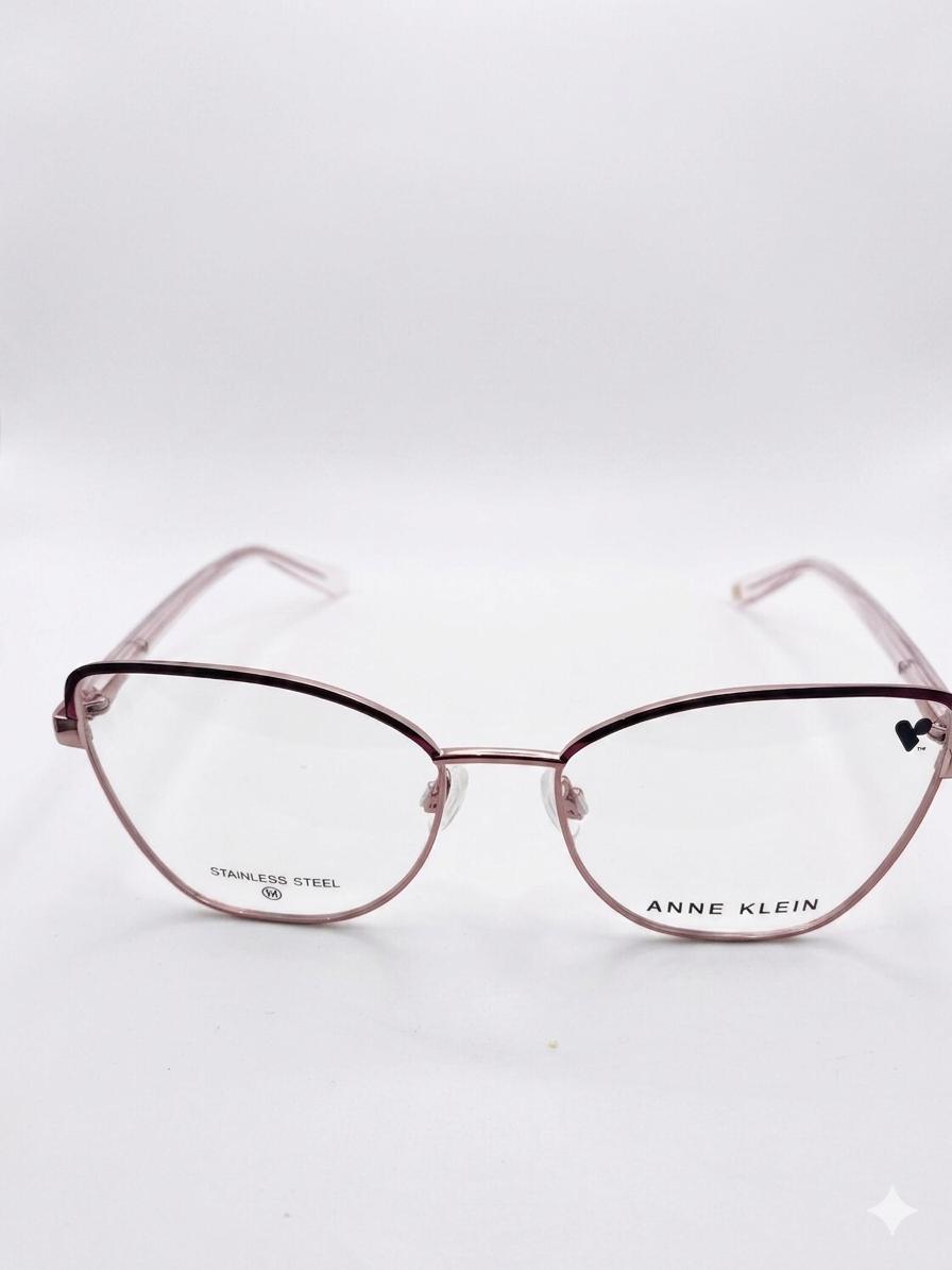 Lentes Oftálmicos Anne Klein para Mujer – Armazón de Acero Inoxidable Color Oro Rosa en Forma Cat-Eye