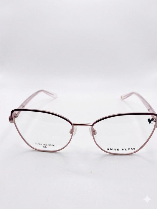 Lentes Oftálmicos Anne Klein para Mujer – Armazón de Acero Inoxidable Color Oro Rosa en Forma Cat-Eye