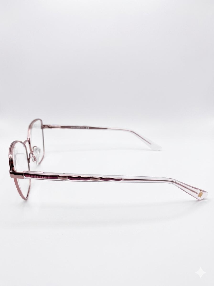 Lentes Oftálmicos Anne Klein para Mujer – Armazón de Acero Inoxidable Color Oro Rosa en Forma Cat-Eye