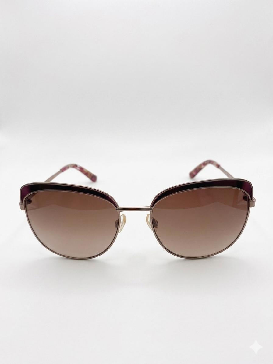 Gafas de Sol Bebe para Mujer - Montura Metálica Oro Rosa, Lentes Degradadas Marrón