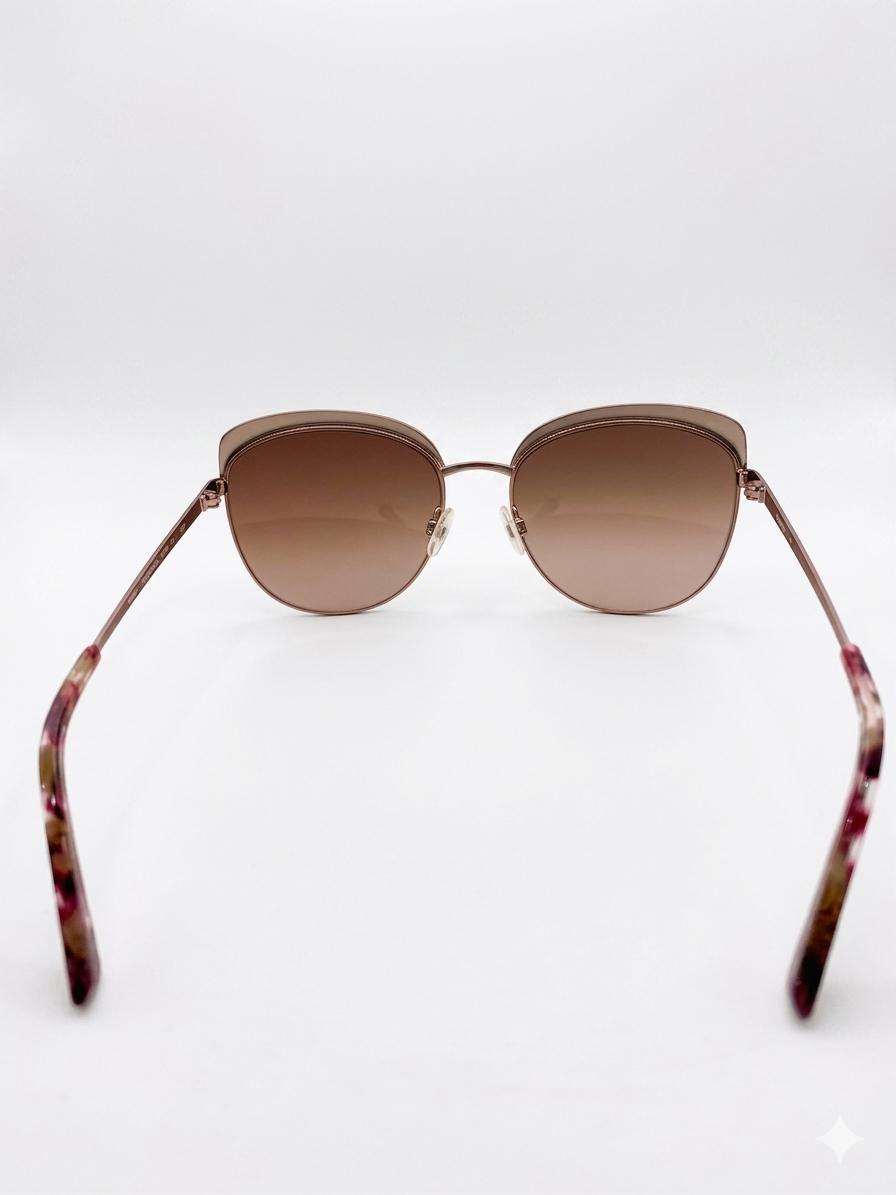 Gafas de Sol Bebe para Mujer - Montura Metálica Oro Rosa, Lentes Degradadas Marrón