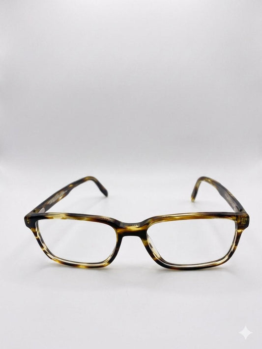 Gafas de Vista Vintage Carey con Detalles Geométricos Grabados – Montura Rectangular Unisex