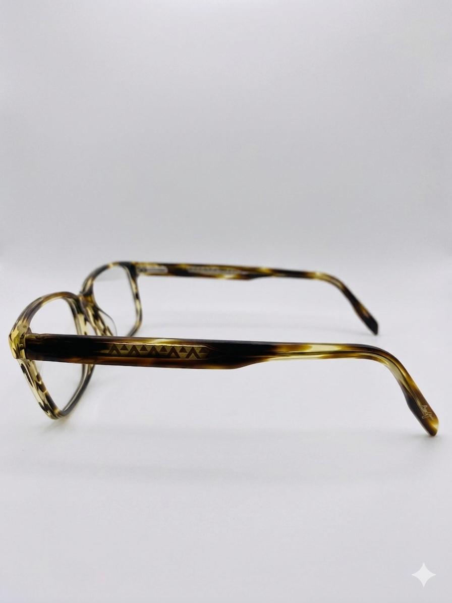 Gafas de Vista Vintage Carey con Detalles Geométricos Grabados – Montura Rectangular Unisex