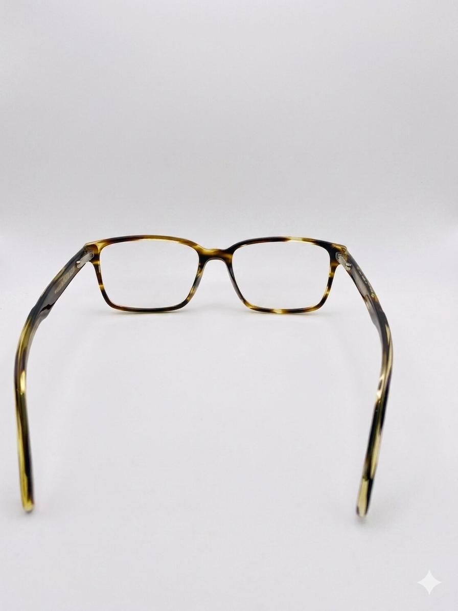 Gafas de Vista Vintage Carey con Detalles Geométricos Grabados – Montura Rectangular Unisex