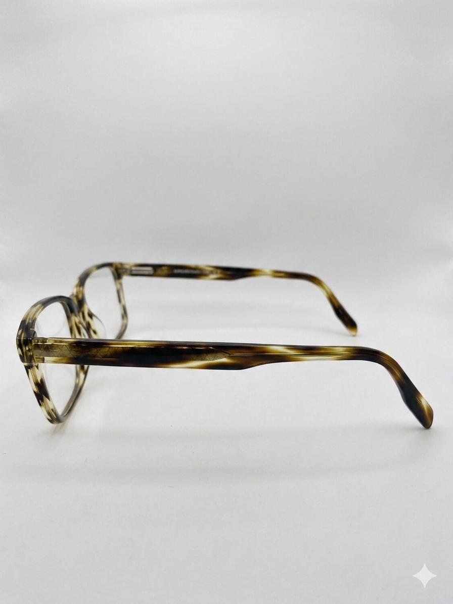Gafas de Vista Vintage Carey con Detalles Geométricos Grabados – Montura Rectangular Unisex