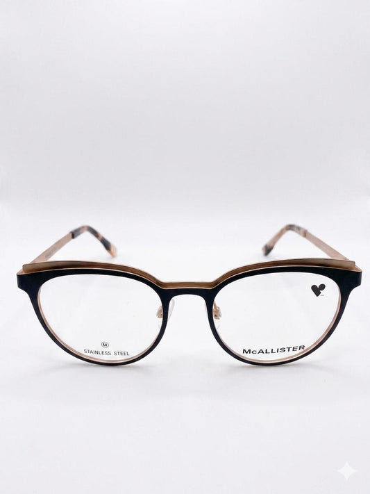 Gafas Ofálmicas McAllister – Montura Premium de Acero Inoxidable con Estilo Cat-Eye y Detalles en Oro Rosa y Negro
