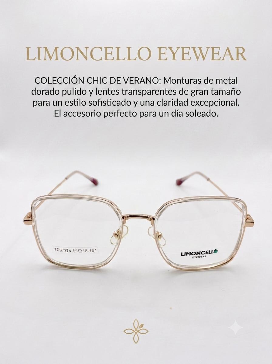 Lentes Ópticos Limoncello TR87174 – Estilo Cuadrado Soft en Oro Rosa y Transparente