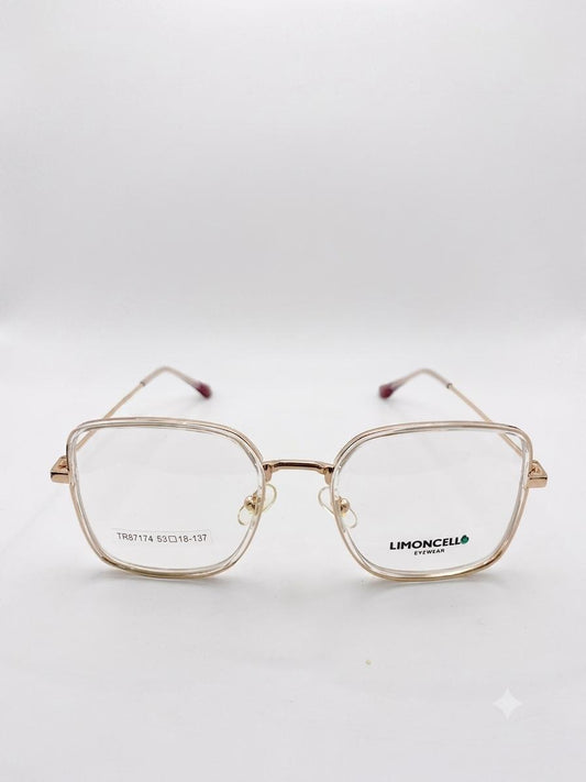 Lentes Ópticos Limoncello TR87174 – Estilo Cuadrado Soft en Oro Rosa y Transparente