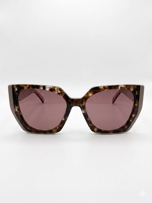 Gafas de Sol Balmain de Acetato de Carey Estilo Cat-Eye con Logotipo Dorado