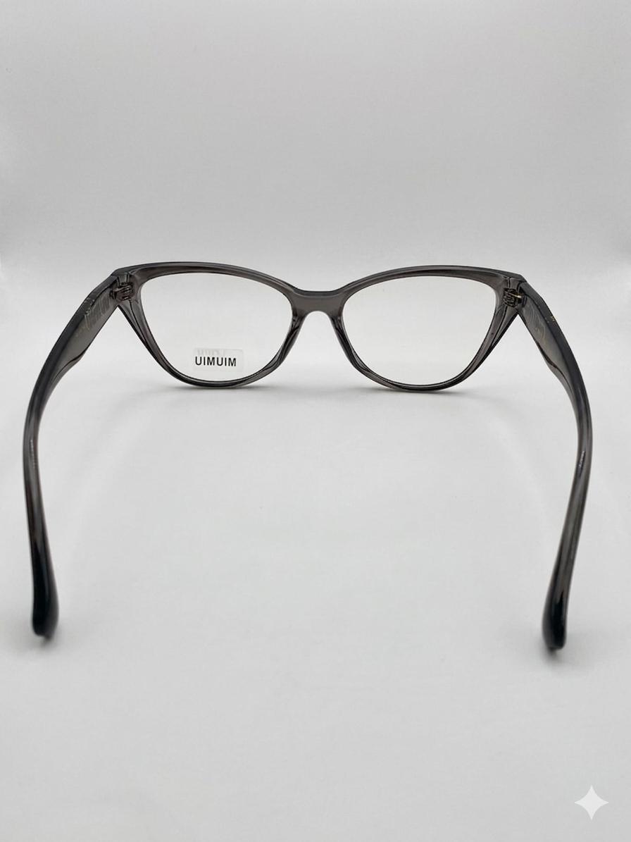 Armazón Oftálmico Miu Miu para Mujer – Estilo Cat-Eye en Acetato Gris Translúcido