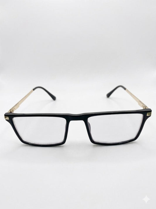 Lentes de Descanso Modernos – Cuadrados Negros con Patillas Doradas