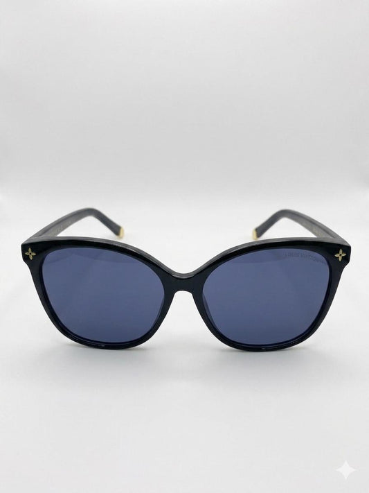 Gafas de Sol Louis Vuitton Cat-Eye en Acetato Negro con Detalles Monograma en Dorado