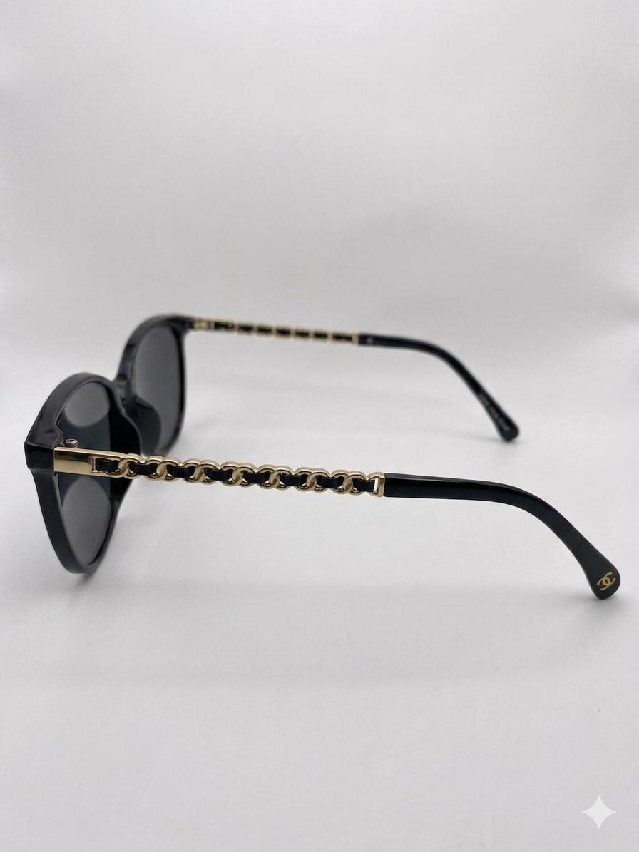 Chanel Lentes de Sol Redondos De Acetato Con Bisagras De Cadena "CC"