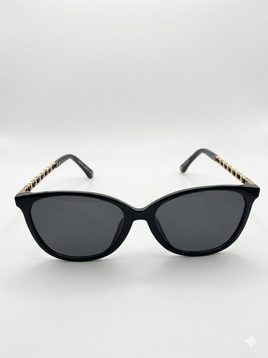 Chanel Lentes de Sol Redondos De Acetato Con Bisagras De Cadena "CC"