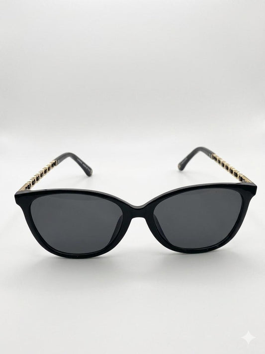 Chanel Lentes de Sol Redondos De Acetato Con Bisagras De Cadena "CC"