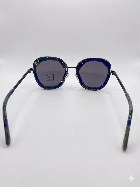 Gafas de Sol Diane von Furstenberg – Montura Geométrica Azul Carey y Lentes Degradadas