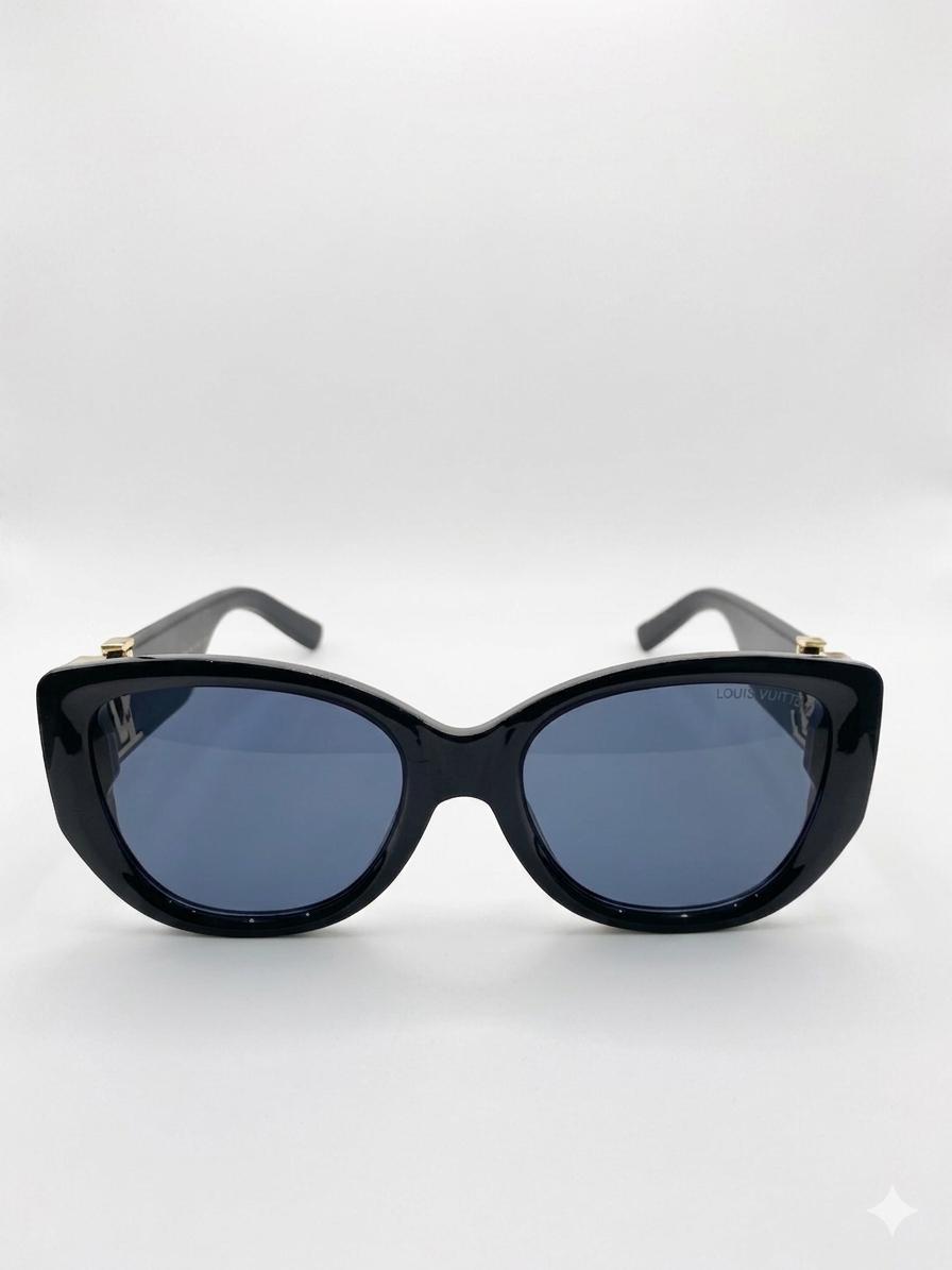 Gafas de Sol Louis Vuitton Cat-Eye Negras con Logotipo LV Dorado