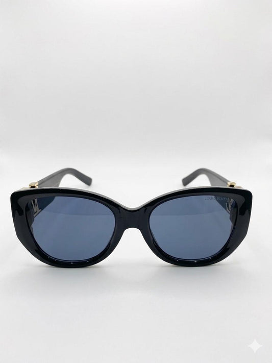 Gafas de Sol Louis Vuitton Cat-Eye Negras con Logotipo LV Dorado