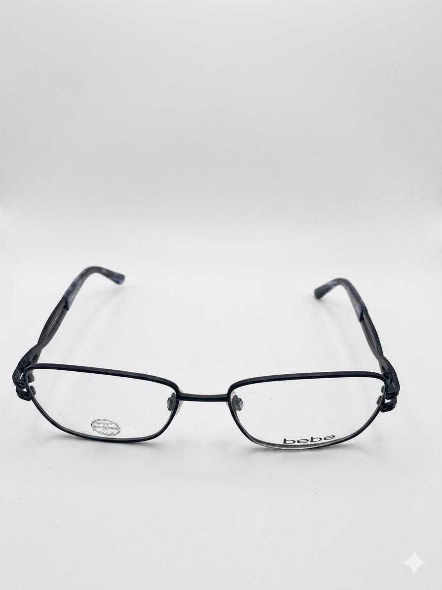 Monturas de Gafas Bebe – Diseño Elegante en Metal Negro con Detalles Trenzados y Cristales
