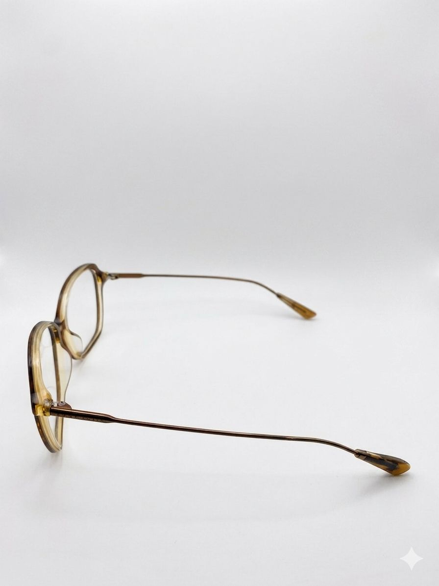Gafas de Vista Elegantes en Tono Marrón Translúcido y Patillas de Metal Fino