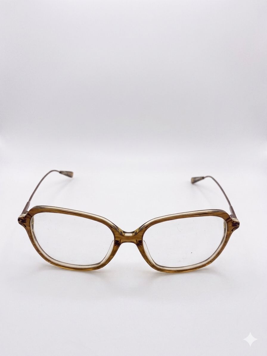Gafas de Vista Elegantes en Tono Marrón Translúcido y Patillas de Metal Fino