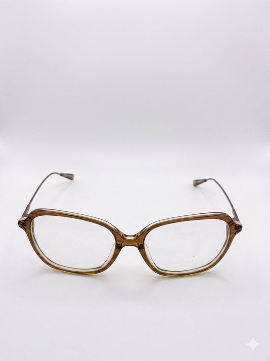 Gafas de Vista Elegantes en Tono Marrón Translúcido y Patillas de Metal Fino