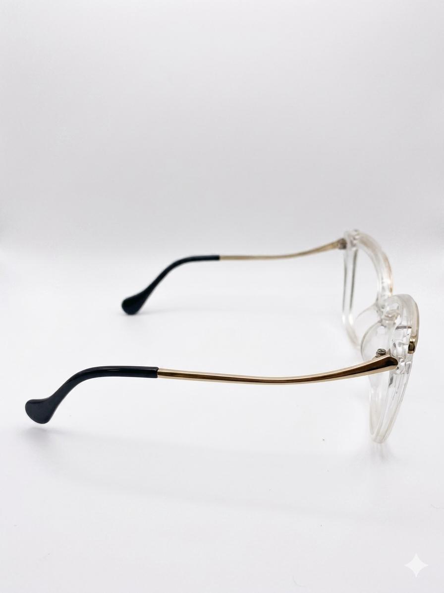 Gafas de Vista Cat-Eye Transparentes con Detalles Dorados – Elegancia Moderna