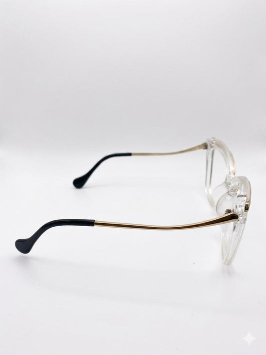 Gafas de Vista Cat-Eye Transparentes con Detalles Dorados – Elegancia Moderna