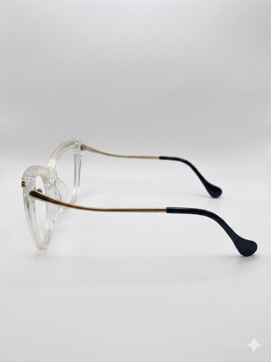 Gafas de Vista Cat-Eye Transparentes con Detalles Dorados – Elegancia Moderna