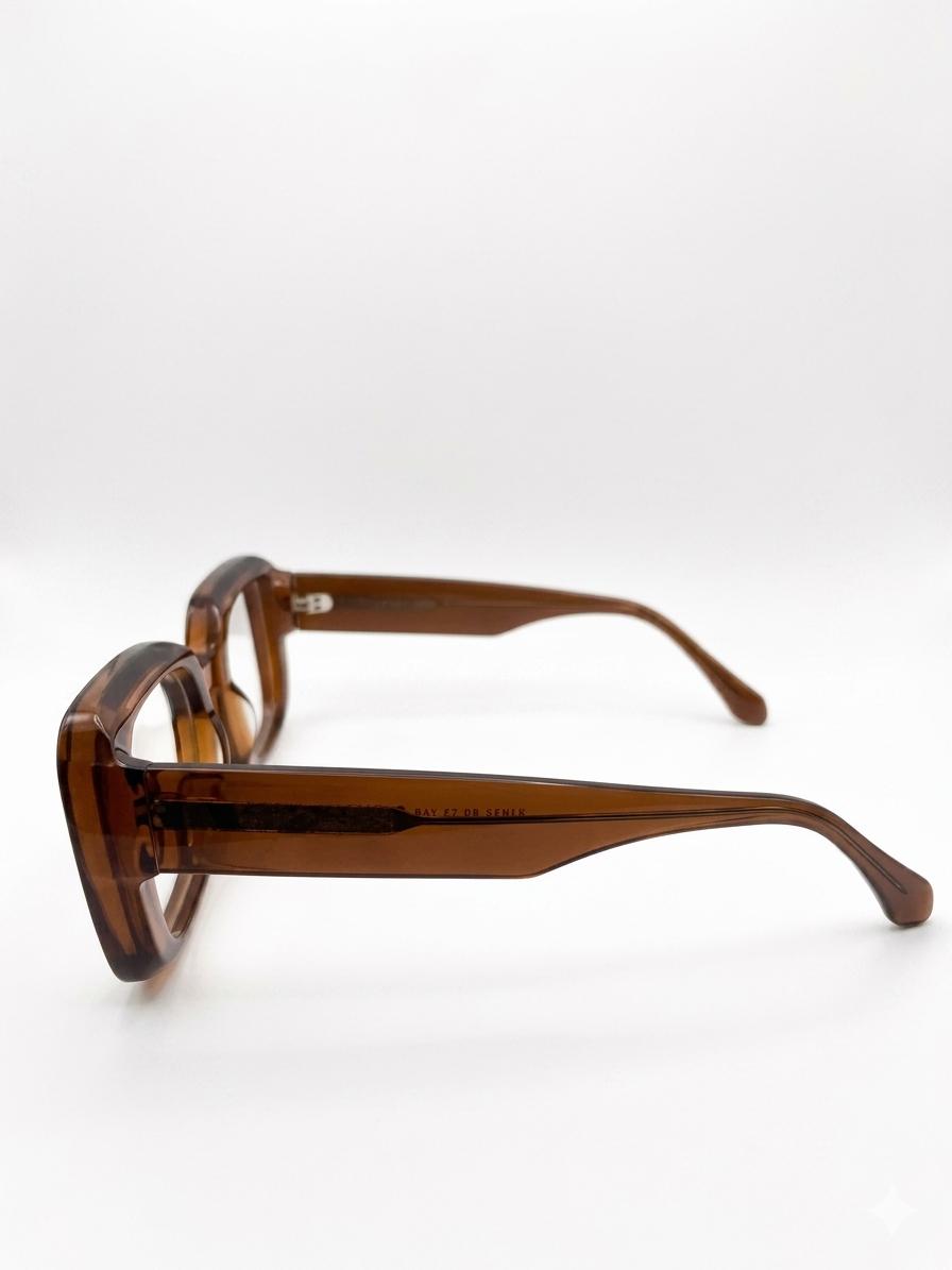 Gafas de Vista Cuadradas de Acetato Translúcido – Estilo Retro / Marrón Carey
