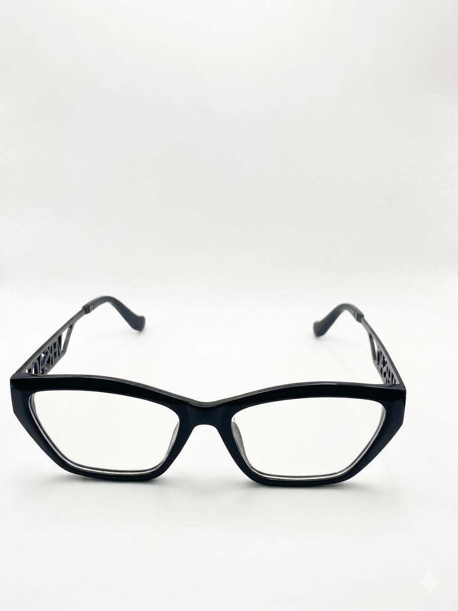 Gafas de Vista Versace Cat-Eye en Negro Brillante – Montura Oftálmica de Lujo con Logotipo Calado