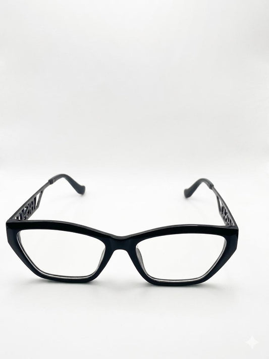 Gafas de Vista Versace Cat-Eye en Negro Brillante – Montura Oftálmica de Lujo con Logotipo Calado