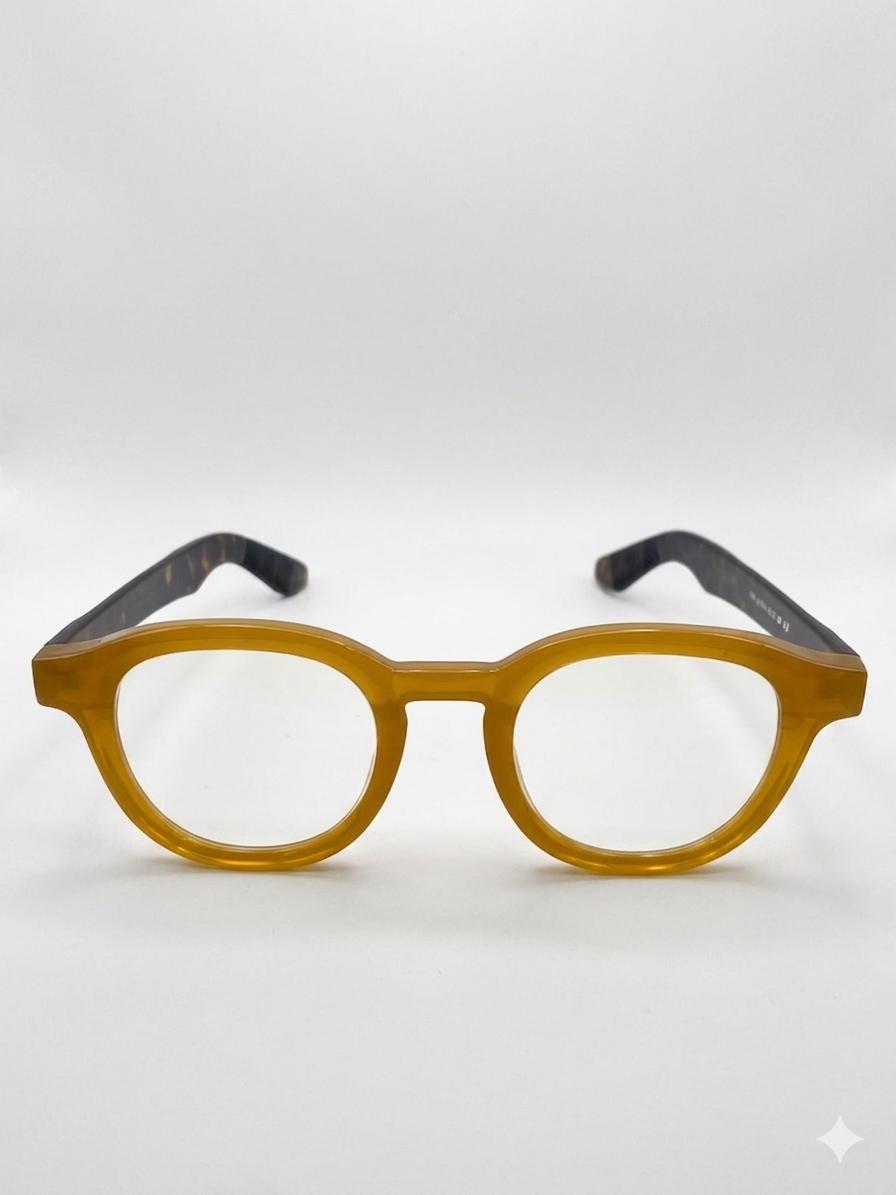 Montura Oftálmica en Acetato Miel con Patillas Carey