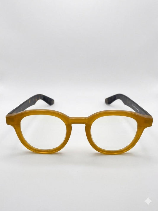 Montura Oftálmica en Acetato Miel con Patillas Carey