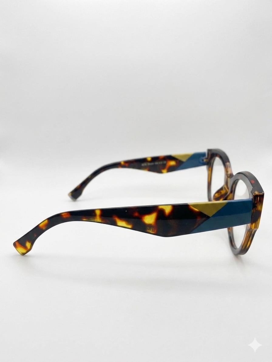 Gafas de Vista Cat-Eye Modernas en Carey con Varillas Multicolor Geométricas