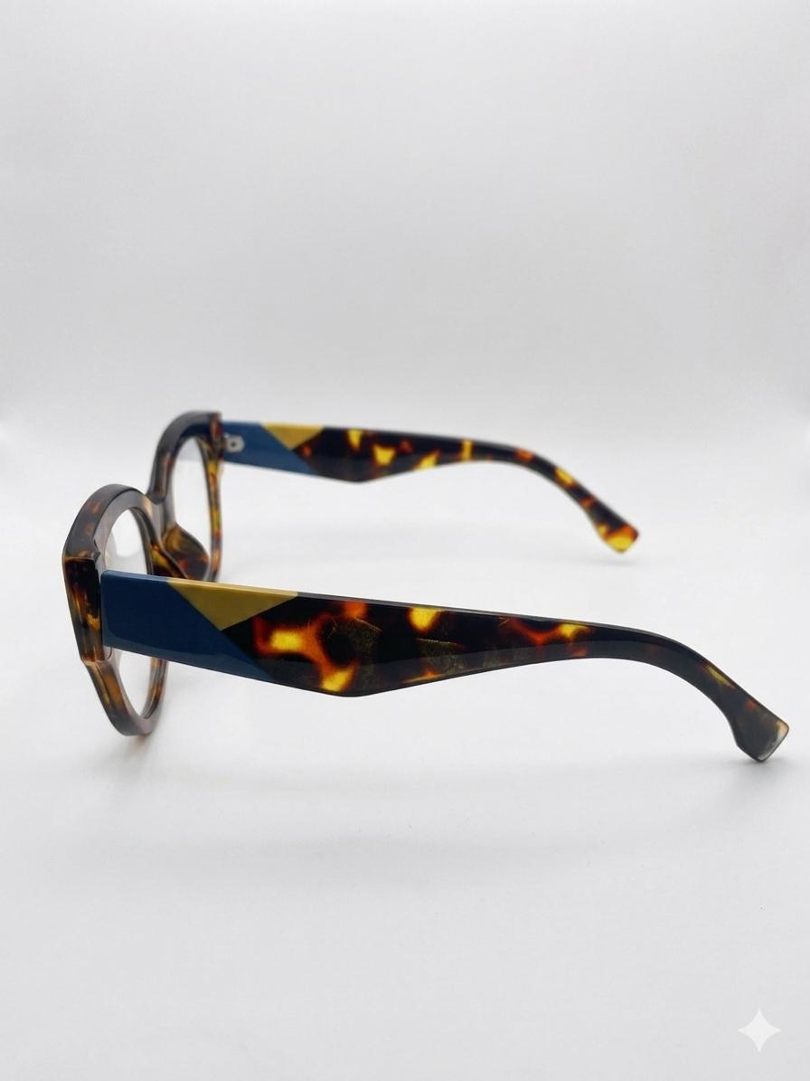 Gafas de Vista Cat-Eye Modernas en Carey con Varillas Multicolor Geométricas