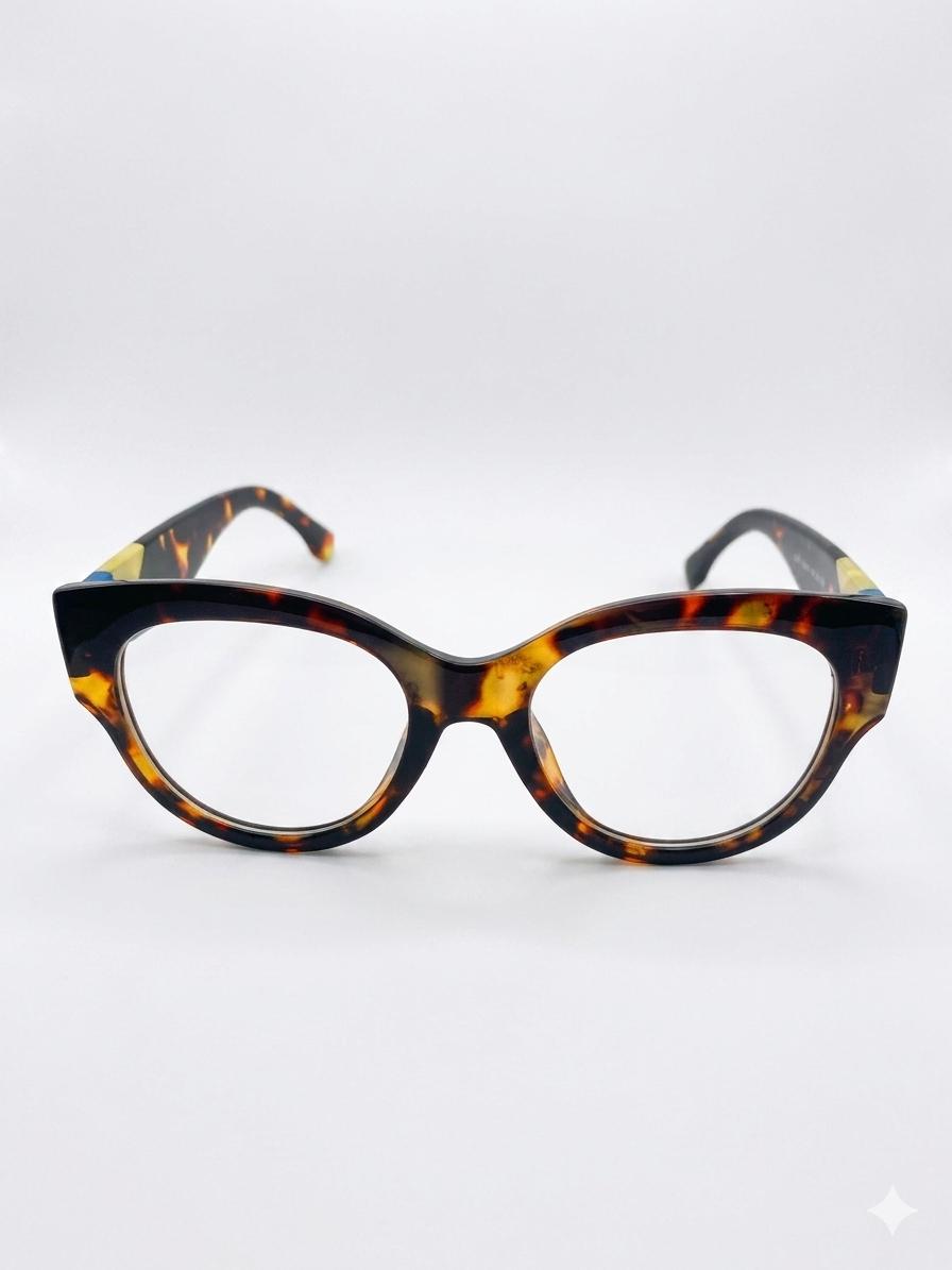 Gafas de Vista Cat-Eye Modernas en Carey con Varillas Multicolor Geométricas